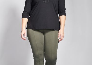 Παντελόνι slim punto με νερβίρ και κουμπί -  - 