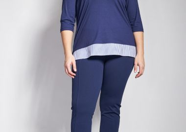 Παντελόνι slim scuba με ελαστική μέση και νερβίρ -  - 