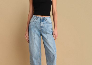 Παντελόνι τζιν barrel με διακοσμητικές ραφές - 5206634911407 -  - 