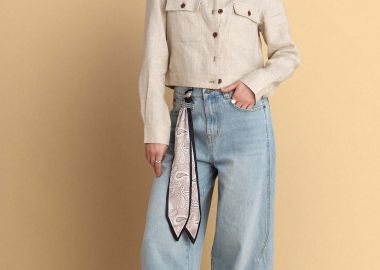 Παντελόνι τζιν barrel με φουλάρι - 5206179072175 -  - 