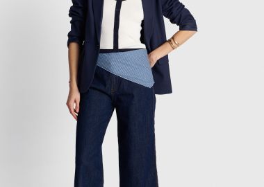 Παντελόνι τζιν cropped με φουλάρι - 5206179074230 -  - 