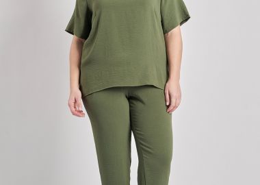 Παντελόνι washed με ρεβέρ -  - 