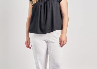 Παντελόνι washed με ρεβέρ -  - 