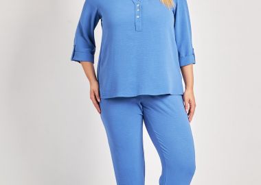 Παντελόνι washed με ρεβέρ -  - 