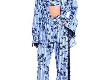 Παντελόνι WECOSS Ριγέ Με Floral Print Και Δαντέλα -  - 