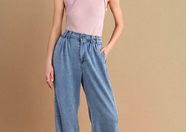 Παντελόνι wide leg τύπου denim - 5206634910264 -  - 