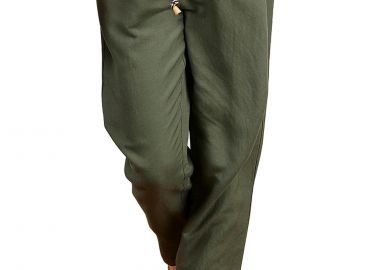 Παντελόνι Υφασμάτινο Attrattivo Λινό Με Πιέτες 9912683-CEMENΤ Γυναικείο - Attrattivo - 