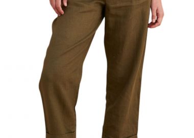 Παντελόνι Υφασμάτινο Attrattivo Λινό Με Ρεβέρ 9923000-KHAKI Γυναικείο - Attrattivo - 