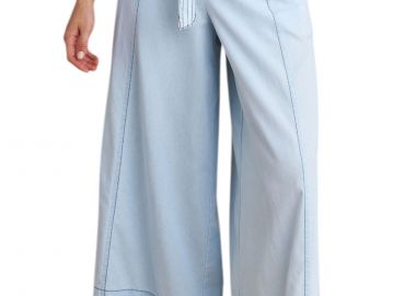 Παντελόνι Υφασμάτινο Attrattivo Με Λάστιχο Και Ζώνη 91253040-LIGHT BLUE Γυναικείο - Attrattivo - 