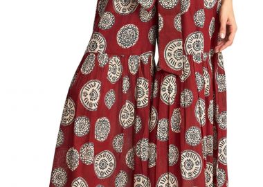 Παντελόνι Υφασμάτινο Funky Buddha Ψηλόμεση Wide Leg Παντελόνα FBL013-115-02-HENNA BROWN Γυναικείο - Funky Buddha - 