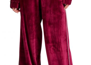 Παντελόνι Υφασμάτινο Funky Buddha Wide Leg Βελούδινο FBL010-102-02-BERRY Γυναικείο - Funky Buddha - 