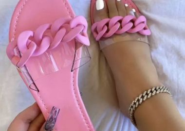 Παντόφλα Φλάτ Με Διάφανο Λουρί & Αλυσίδα -  - 