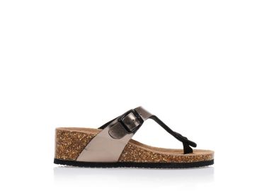 Παντόφλες ανθρακί δερματίνη με διχάλα και ρυθμιζόμενη φάσα ΑΤΣΑΛΙ - Tsoukalas - 