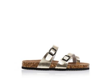 Παντόφλες χρυσές δερματίνη με διπλή ρυθμιζόμενη φάσα ΧΡΥΣΟ - Tsoukalas - 