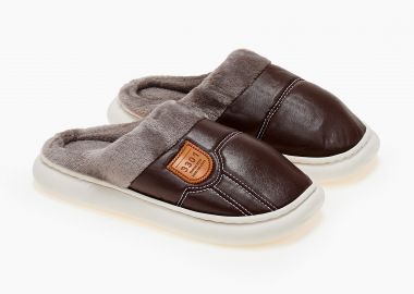 Παντόφλες δερματίνη - Καφέ - Issue - 