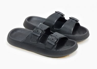 Παντόφλες δίσολες με δυο τόκες - Μαύρο - Issue - 