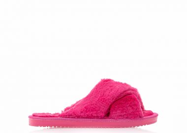 Παντόφλες φούξια γούνινες χιαστί ΦΟΥΞΙΑ - Tsoukalas - 