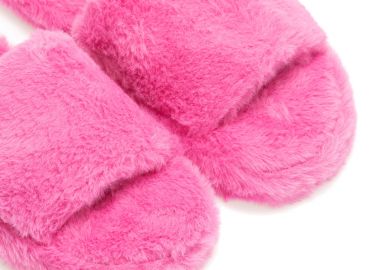 Παντόφλες φούξια γούνινες με φάσα ΦΟΥΞΙΑ - Tsoukalas - 