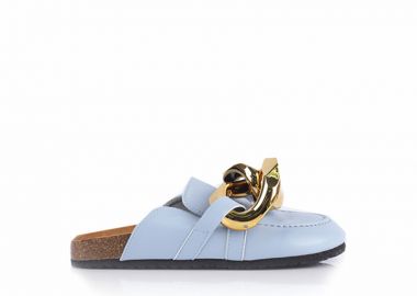 Παντόφλες γαλάζιες δερματίνη με αλυσίδα στη φάσα ΓΑΛΑΖΙΟ - Tsoukalas - 