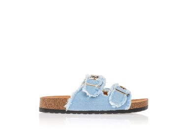 Παντόφλες γαλάζιο τζιν με χρυσές καρφίτσες ΓΑΛΑΖΙΟ - Tsoukalas - 