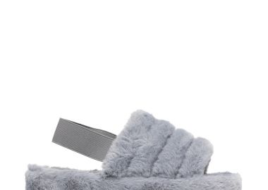 Παντόφλες γκρι γούνινες με λάστιχο ΓΚΡΙ - Tsoukalas - 
