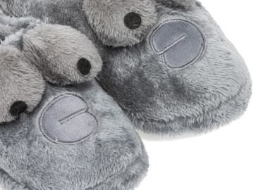 Παντόφλες γκρι με γούνα σχέδιο monkey ΓΚΡΙ - Tsoukalas - 