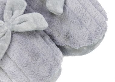 Παντόφλες γκρι σουέτ με φιόγκο ΓΚΡΙ - Tsoukalas - 