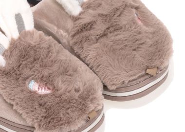 Παντόφλες καφέ σουέτ με σχέδιο κουνελάκι ΚΑΦΕ - Tsoukalas - 