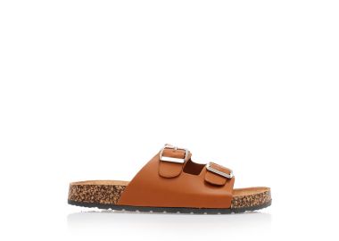 Παντόφλες κάμελ δερματίνη με διπλή ρυθμιζόμενη φάσα ΚΑΜΕΛ - Tsoukalas - 