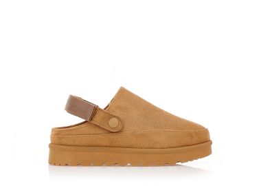 Παντόφλες κάμελ σουέτ με εσωτερική γούνα ΚΑΜΕΛ - Tsoukalas - 