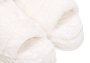 Παντόφλες λευκές γούνινες με λάστιχο ΛΕΥΚΟ - Tsoukalas - 