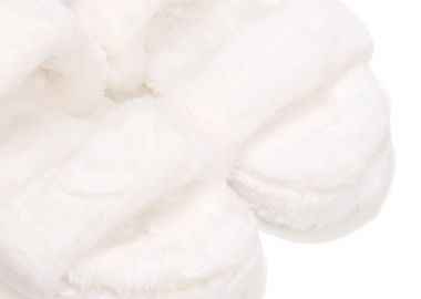 Παντόφλες λευκές γούνινες με λουράκια και λάστιχο ΛΕΥΚΟ - Tsoukalas - 