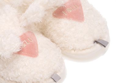 Παντόφλες λευκές γούνινες με σχέδιο φράση I&LU ΛΕΥΚΟ - Tsoukalas - 