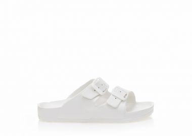 Παντόφλες λευκές λάστιχο με ρυθμιζόμενη φάσα ΛΕΥΚΟ - Tsoukalas - 