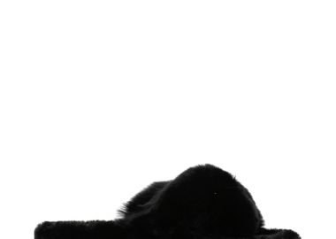 Παντόφλες μαύρες γούνινες χιαστί ΜΑΥΡΟ - Tsoukalas - 