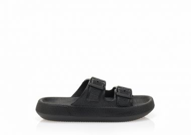 Παντόφλες μαύρες λάστιχο με ρυθμιζόμενη φάσα ΜΑΥΡΟ - Tsoukalas - 