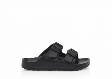 Παντόφλες μαύρες λάστιχο με ρυθμιζόμενη φάσα ΜΑΥΡΟ - Tsoukalas - 