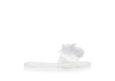 Παντόφλες με διαφάνεια και διακοσμητικό λουλούδι NUDE - Tsoukalas - 