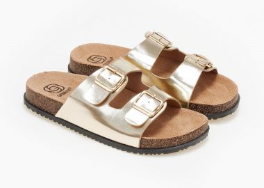 Παντόφλες με δύο τόκες - Χρυσό - Issue - 