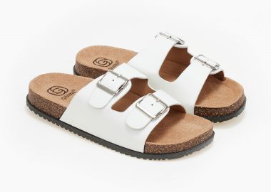 Παντόφλες με δύο τόκες - Λευκό - Issue - 