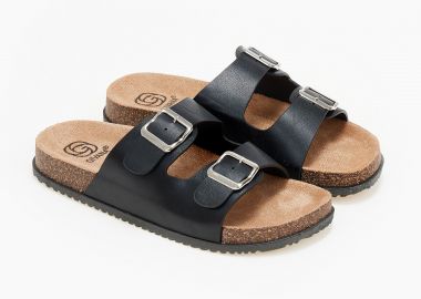 Παντόφλες με δύο τόκες - Μαύρο - Issue - 