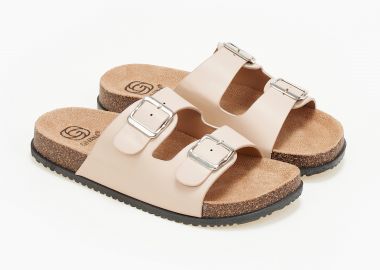 Παντόφλες με δύο τόκες - Μπεζ - Issue - 