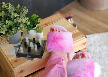 Παντόφλες με φάσα από γούνα - Ροζ - Issue - 