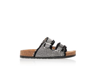 Παντόφλες με φάσα από στρας ΜΑΥΡΟ - Tsoukalas - 