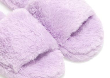 Παντόφλες μωβ γούνινες με φάσα ΜΩΒ - Tsoukalas - 