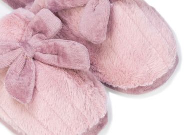 Παντόφλες μωβ σουέτ με φιόγκο ΜΩΒ - Tsoukalas - 