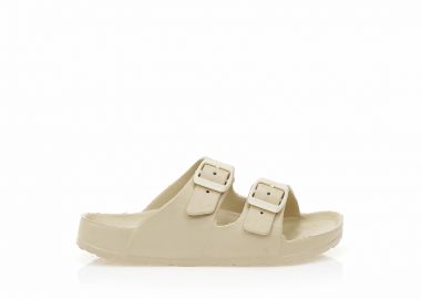 Παντόφλες μπεζ λάστιχο με ρυθμιζόμενη φάσα ΜΠΕΖ - Tsoukalas - 