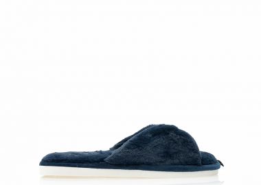 Παντόφλες μπλε γούνινες με σχέδιο φιόγκο ΜΠΛΕ - Tsoukalas - 