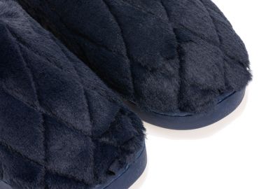 Παντόφλες μπλε γούνινες με σχέδιο φύλλο ΜΠΛΕ - Tsoukalas - 