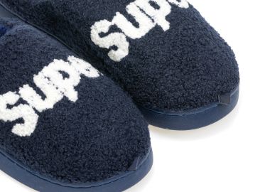 Παντόφλες μπλε σουέτ με letter print σχέδιο supper ΜΠΛΕ - Tsoukalas - 